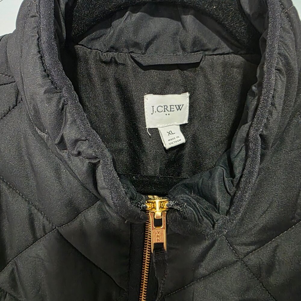 J.Crew Black Quilted Vest Women’s XL Zip Front Lightweight Outerwear - Picture 5 of 7